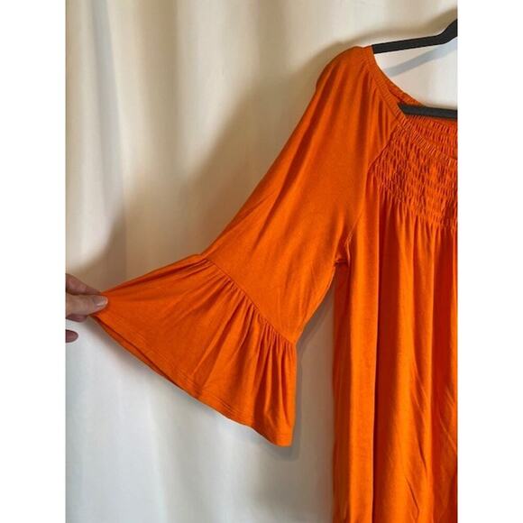 C. Est 1946 Peasant Top Women Size M Orange 3/4 Bell Sleeve Boho - Picture 5 of 7